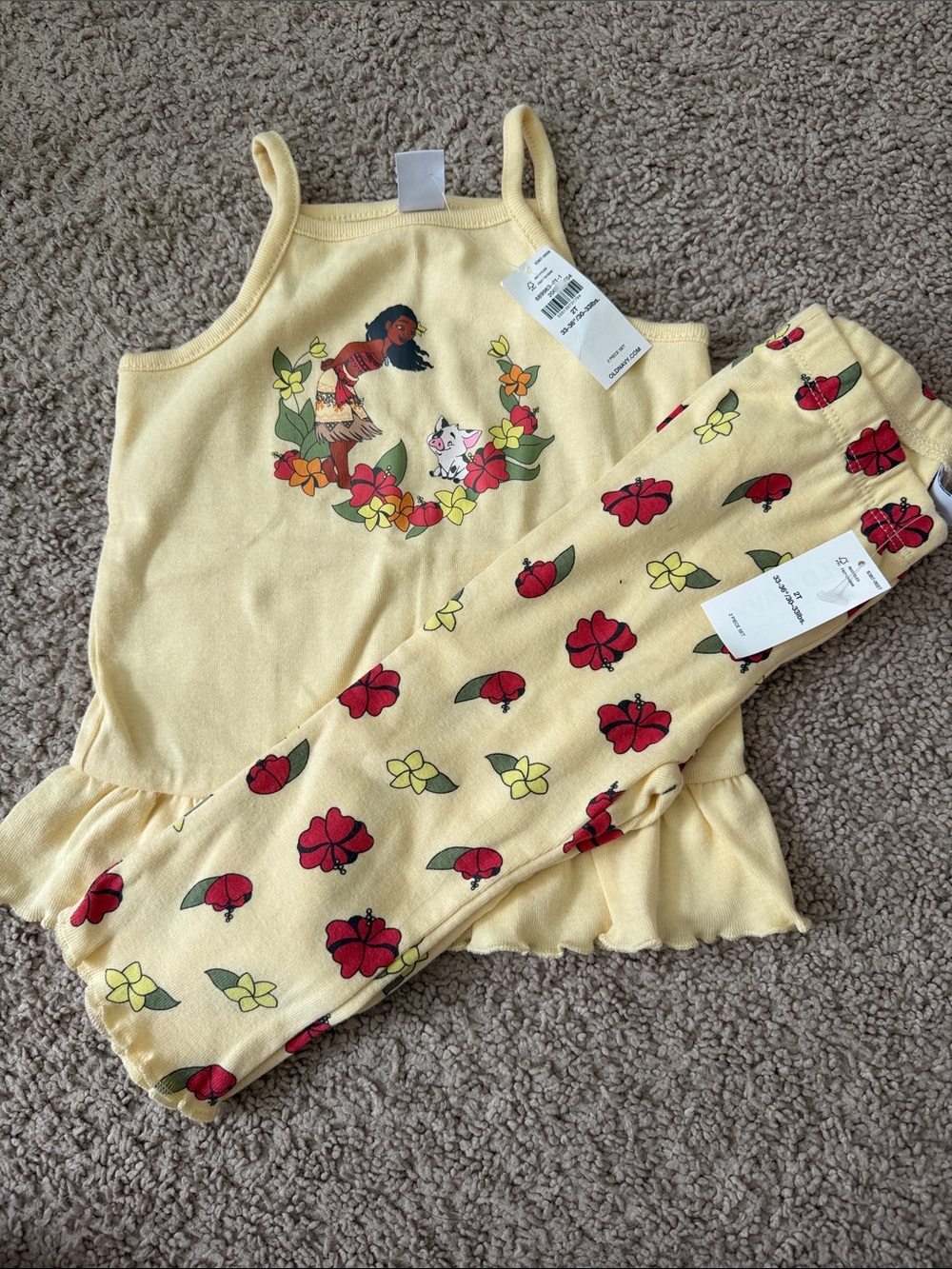 Disney Yellow Moana Floral Tank & Legging Set